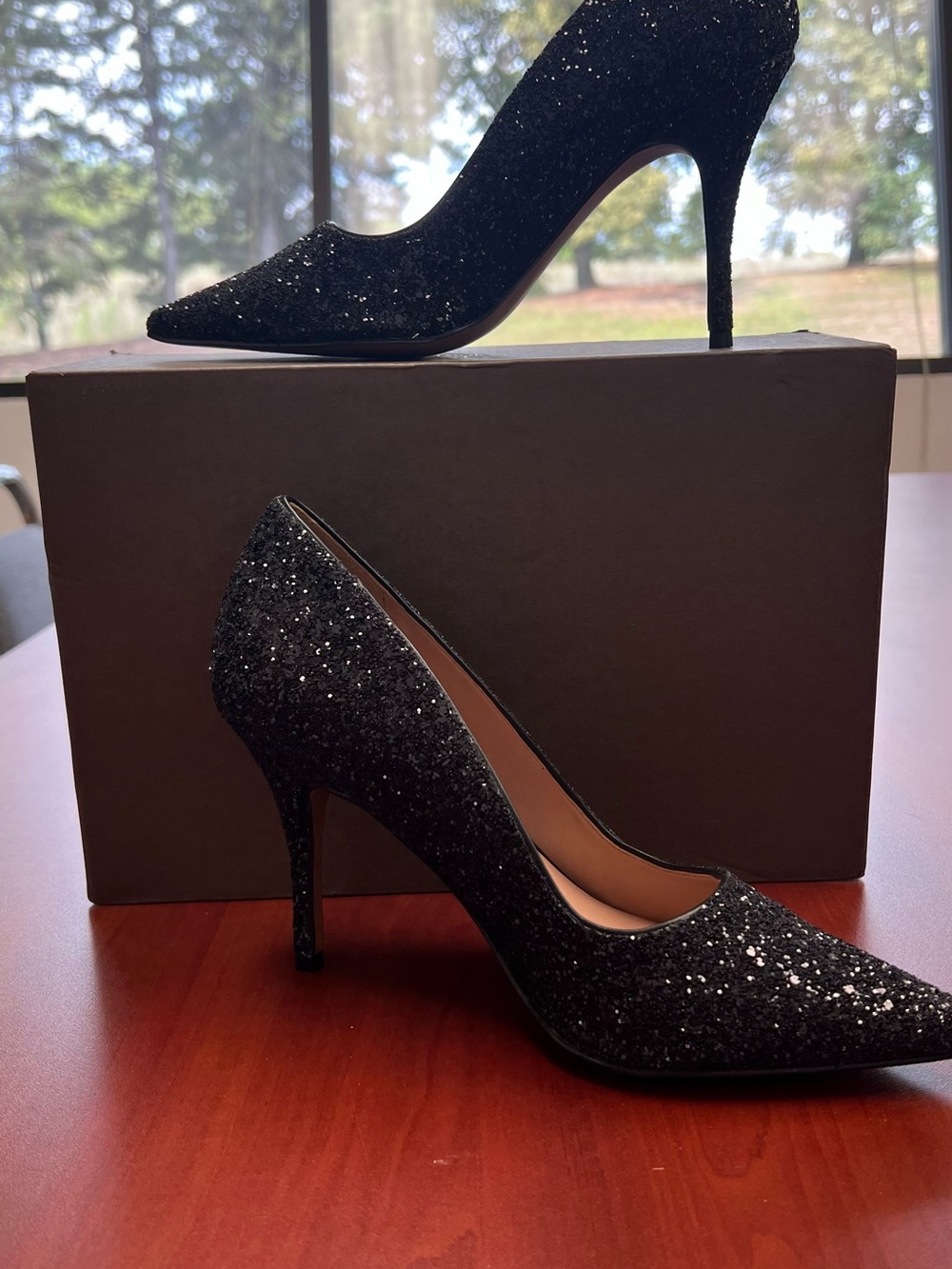 Paolo Black Glitter Pointed-Toe Stiletto Pumps
